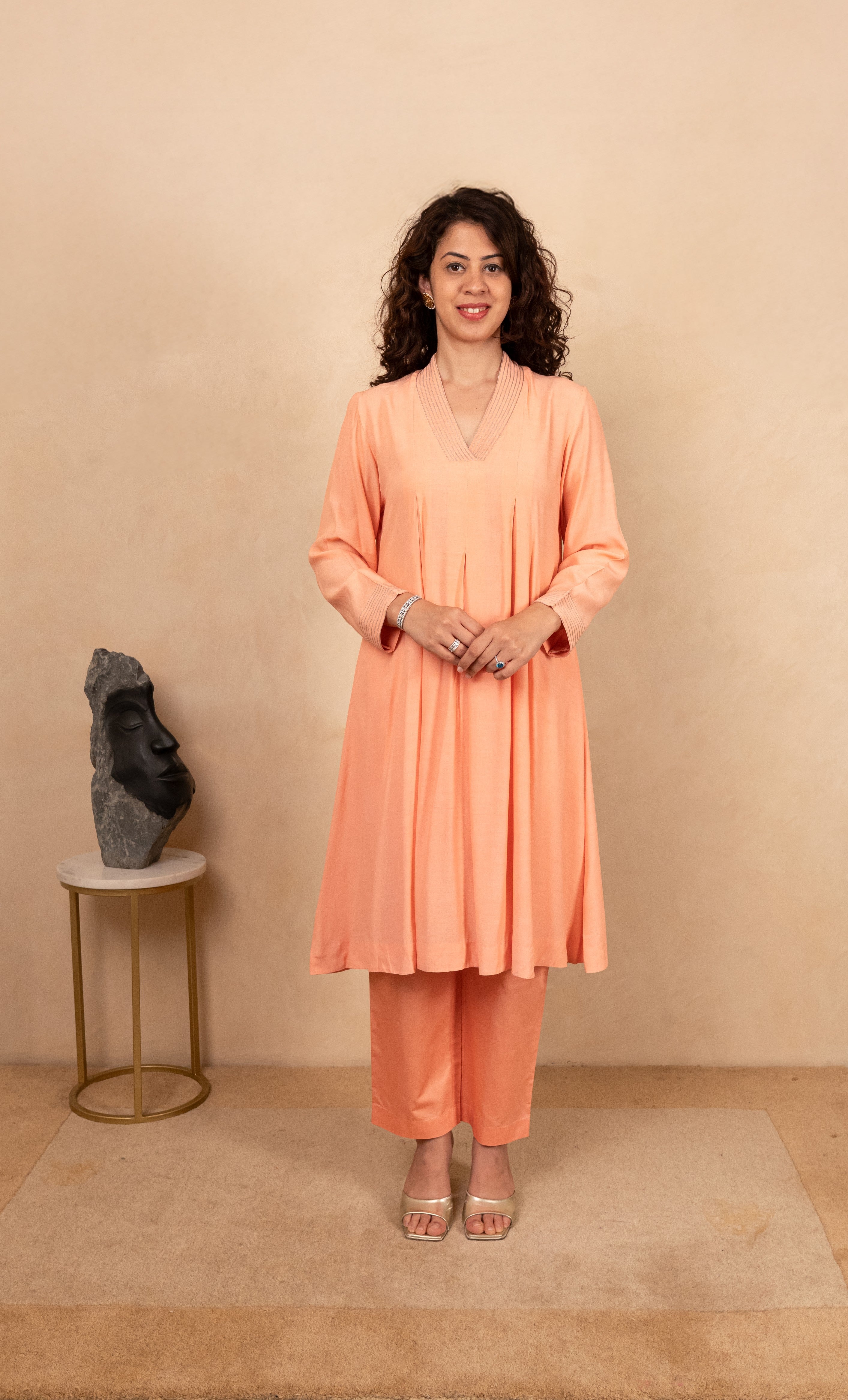 Peach crepe kurta and pant