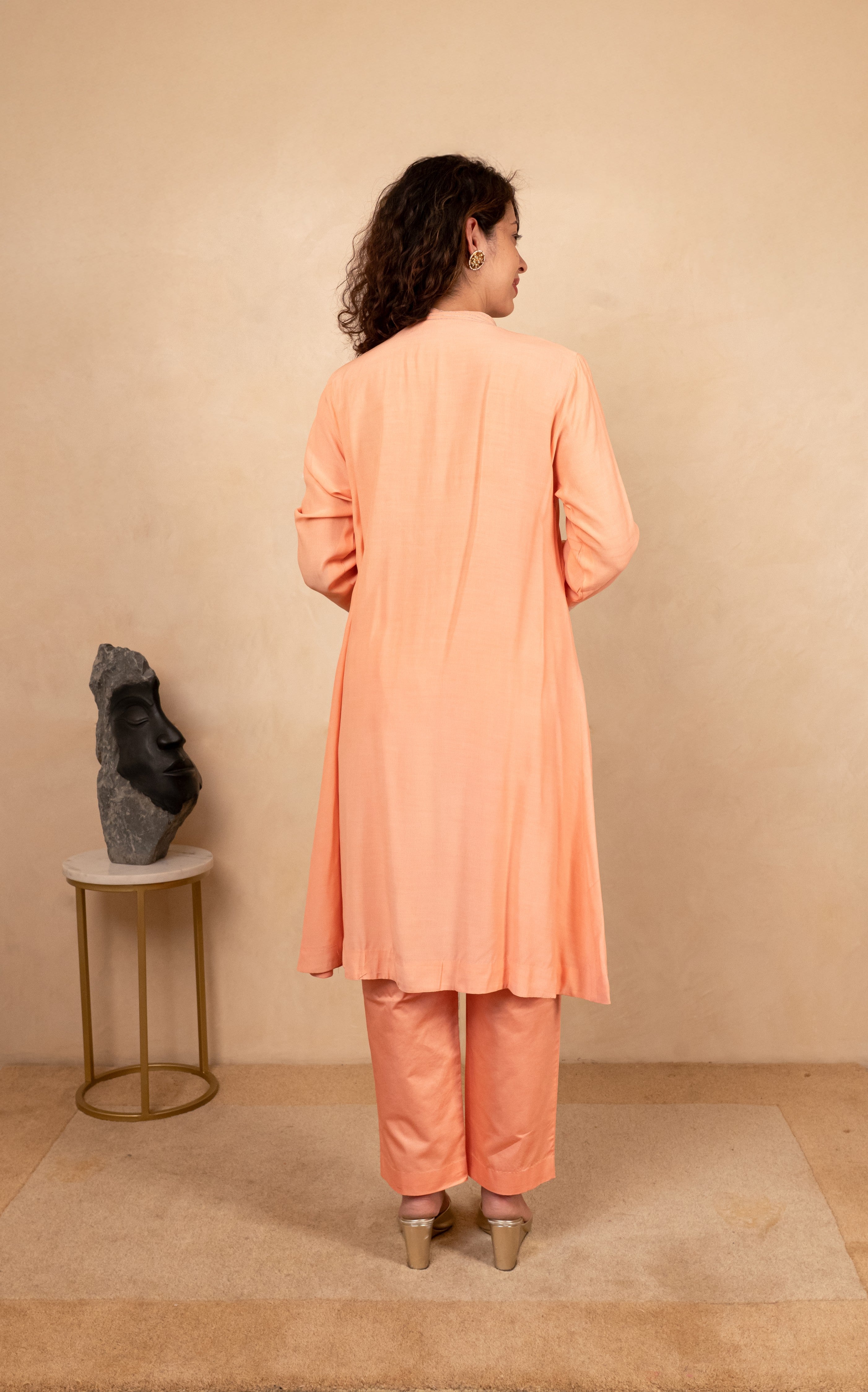 Peach crepe kurta and pant