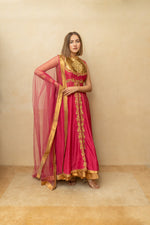 Pink and gold Chanderi silk anarkali