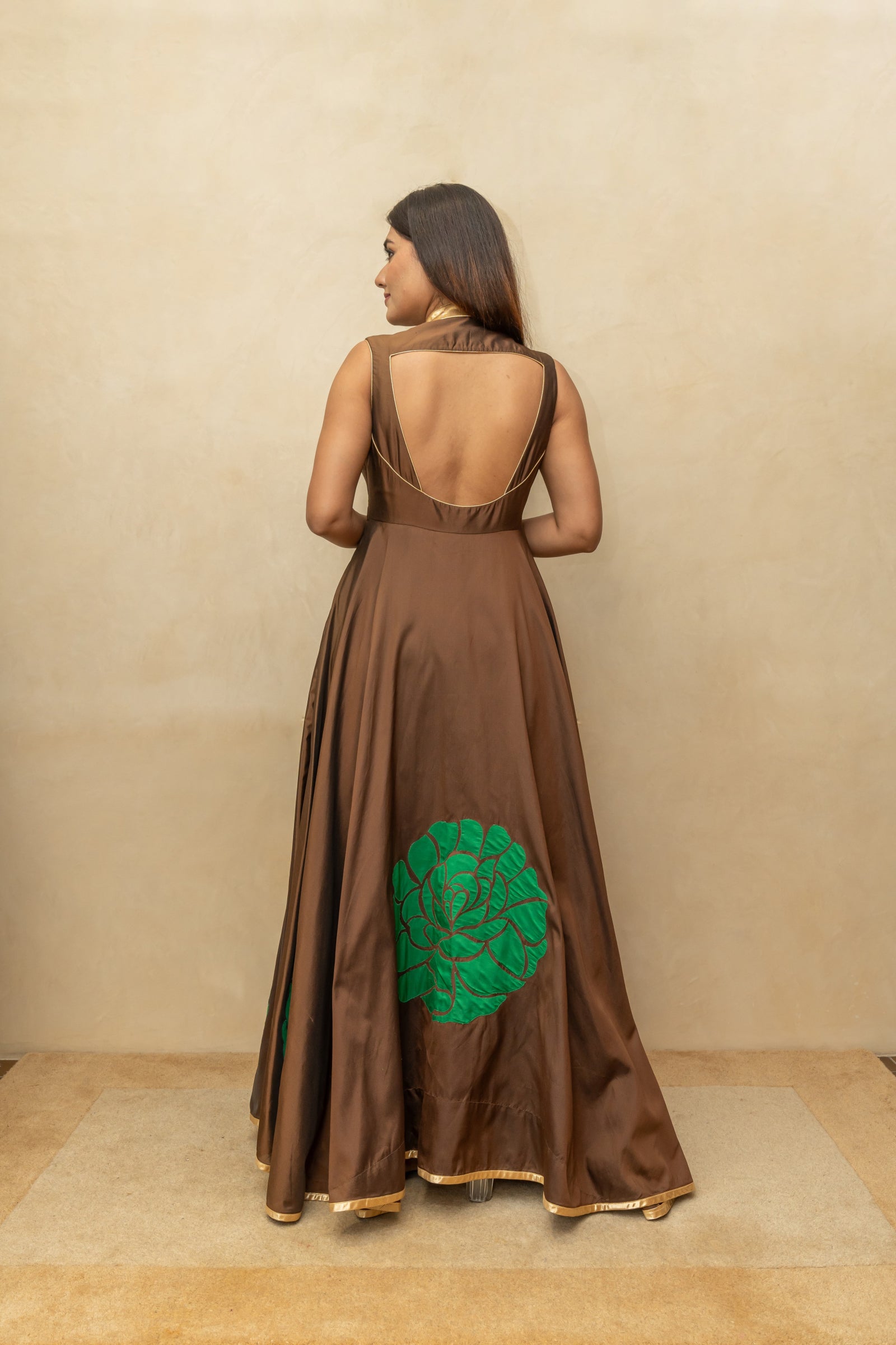 Chocolate brown silk gown