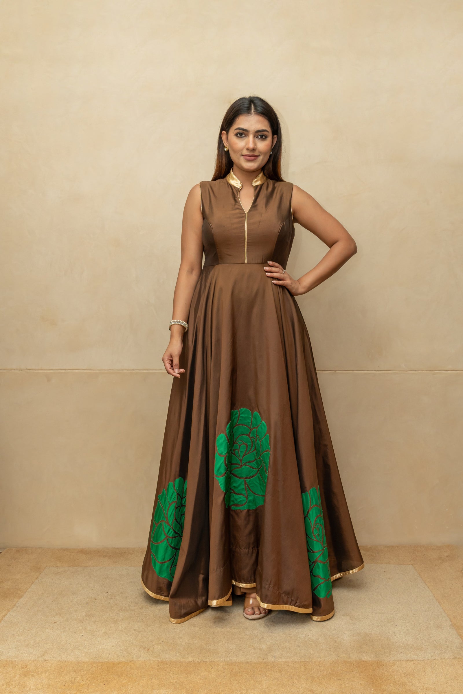 Chocolate brown silk gown