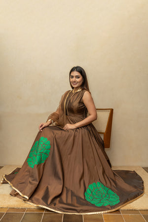 Chocolate brown silk gown