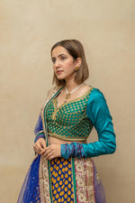 Rich rama green silk blouse