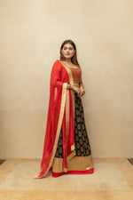 Black and red Banarasi georgette lehenga set