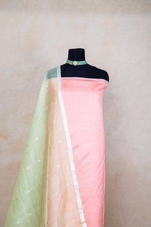 Peach and mint green silk suit set