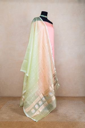 Peach and mint green silk suit set