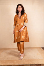 Copper brown banarasi silk co-ord set