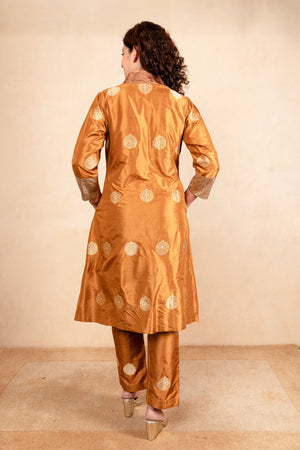 Copper brown banarasi silk co-ord set