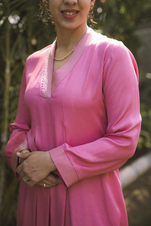 Pink Crepe Anarkali Suit With Pant