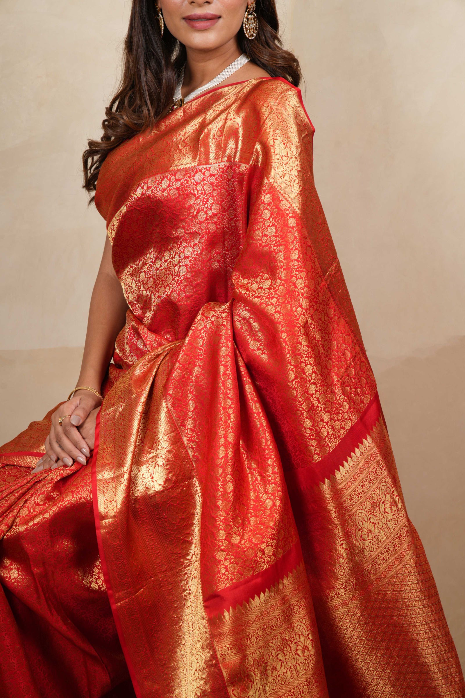 Red kanjeevaram silk saree