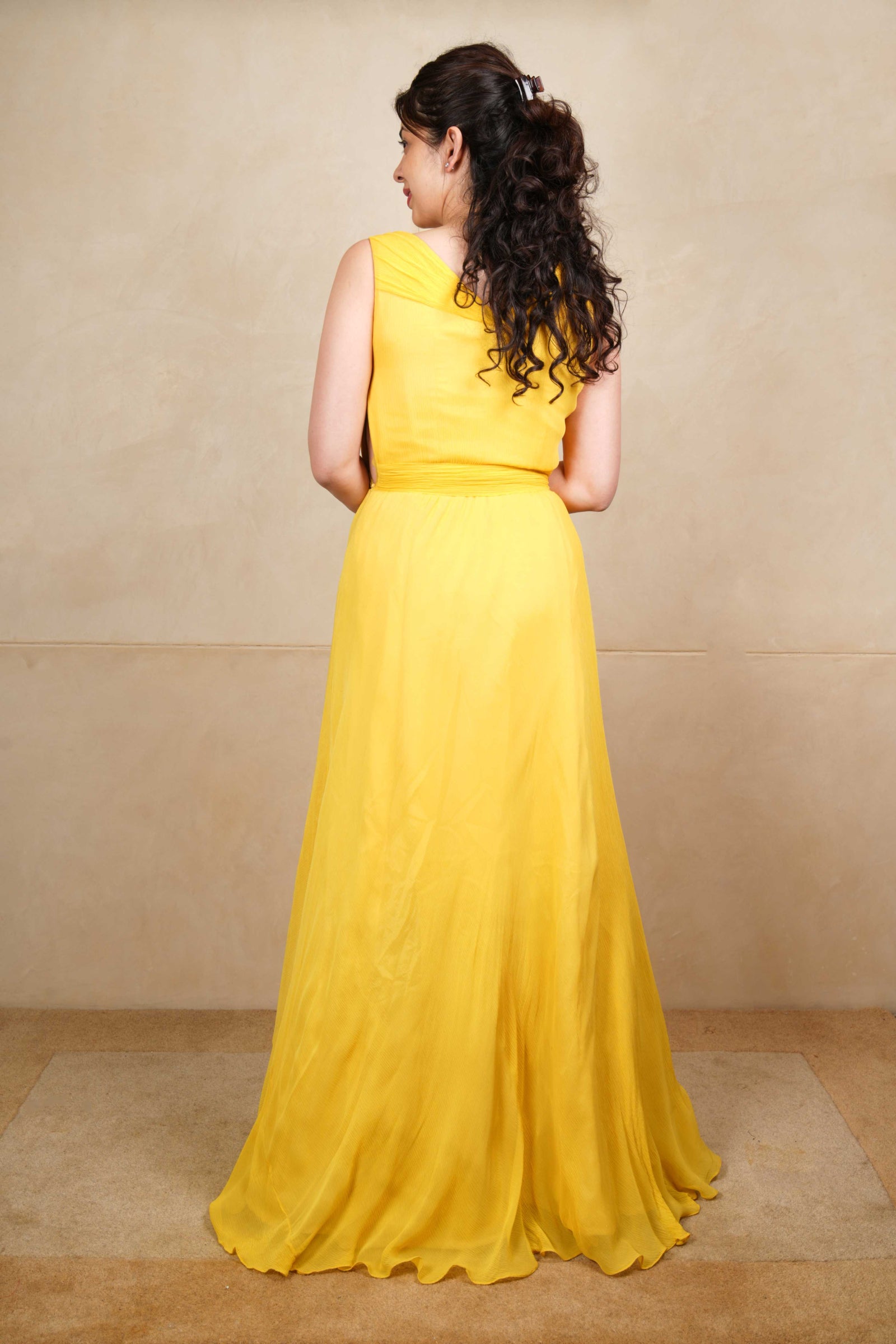 Yellow chiffon dress