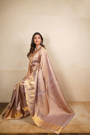 Heritage lilac and gold kanjeevaram silk saree