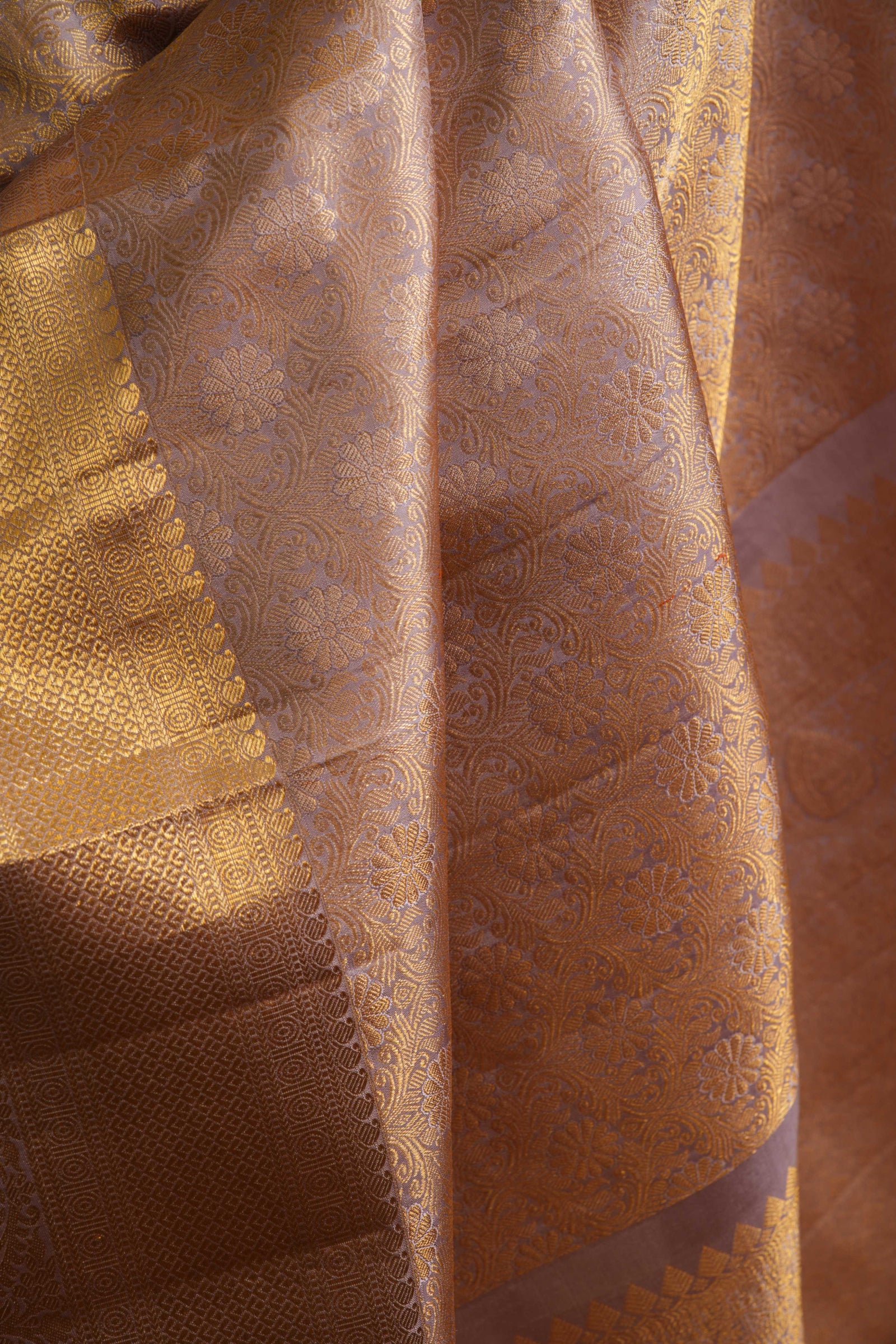 Heritage lilac and gold kanjeevaram silk saree
