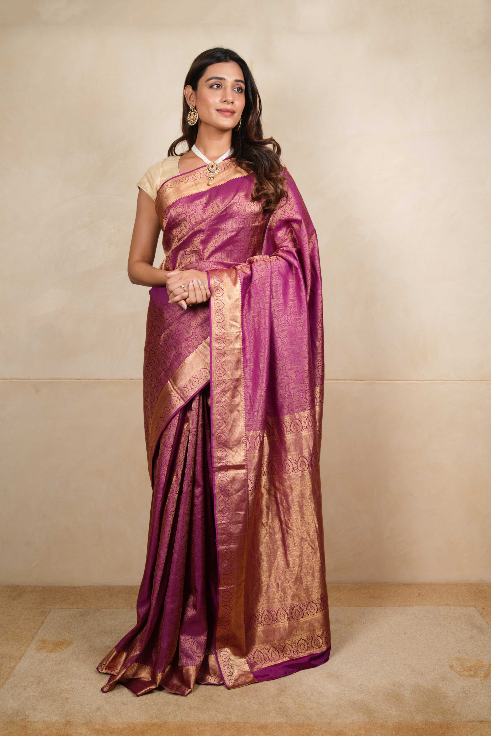 Purple kanjeevaram silk saree