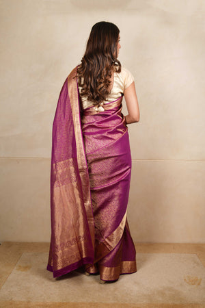 Purple kanjeevaram silk saree