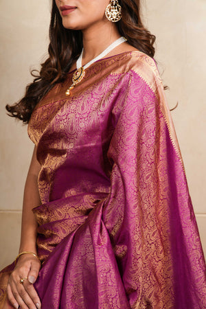 Purple kanjeevaram silk saree