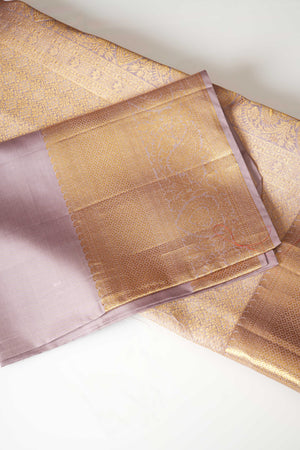 Heritage lilac and gold kanjeevaram silk saree