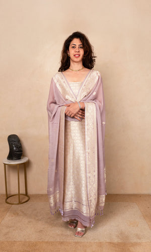 Lilac tanchoi georgette suit set
