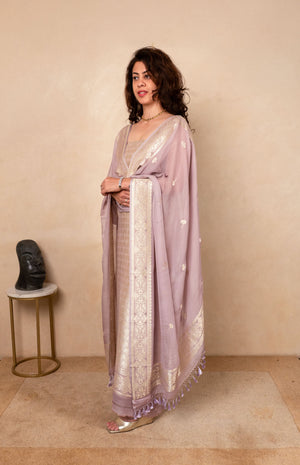Lilac tanchoi georgette suit set