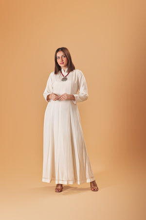 Pearl ivory soft crepe Indowestern semi Anarkali kurta