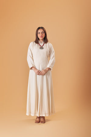 Pearl ivory soft crepe Indowestern semi Anarkali kurta