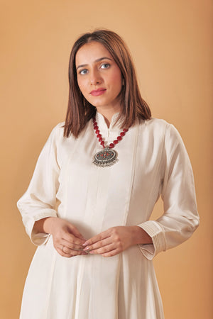 Pearl ivory soft crepe Indowestern semi Anarkali kurta