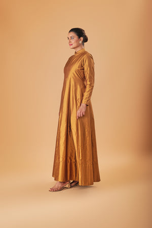 Indowestern Copper gold silk Semi Anarkali