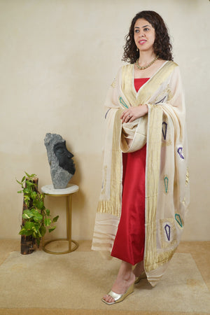 Red silk suit material and Rich gold Banarasi georgette dupatta