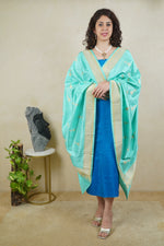 Blue Banarasi silk suit piece