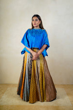 Multicoloured banarasi silk cape style lehenga