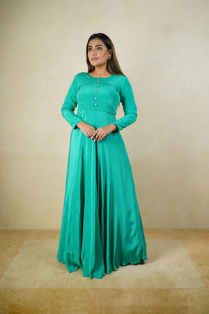Rama green crepe anarkali