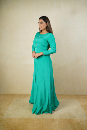 Rama green crepe anarkali