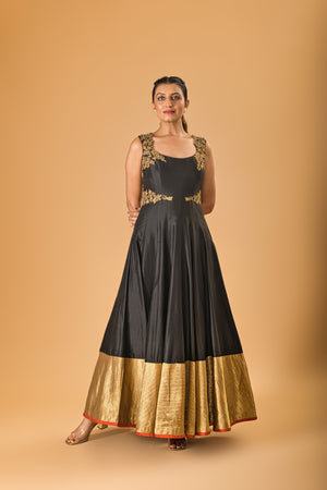 Black and gold silk gown