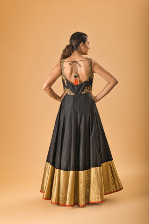 Black and gold silk gown