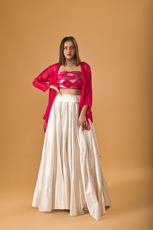 Pearl white silk skirt