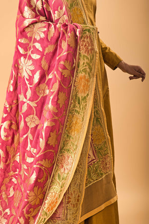 Onion Pink Banarasi Georgette Dupatta
