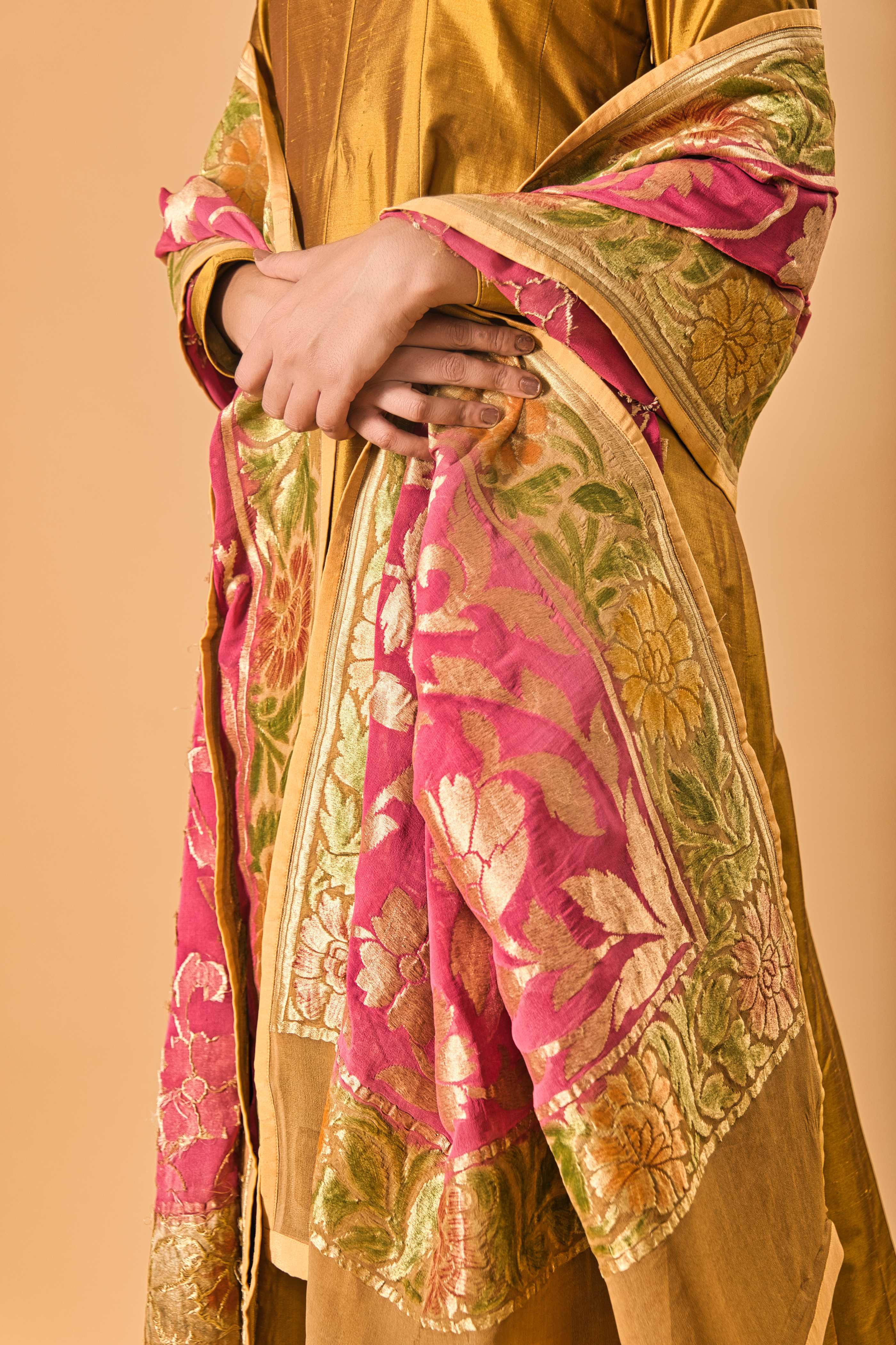 Onion Pink Banarasi Georgette Dupatta
