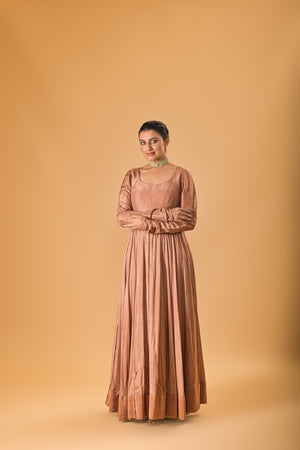 Wide ghera Chikoo brown Anarkali