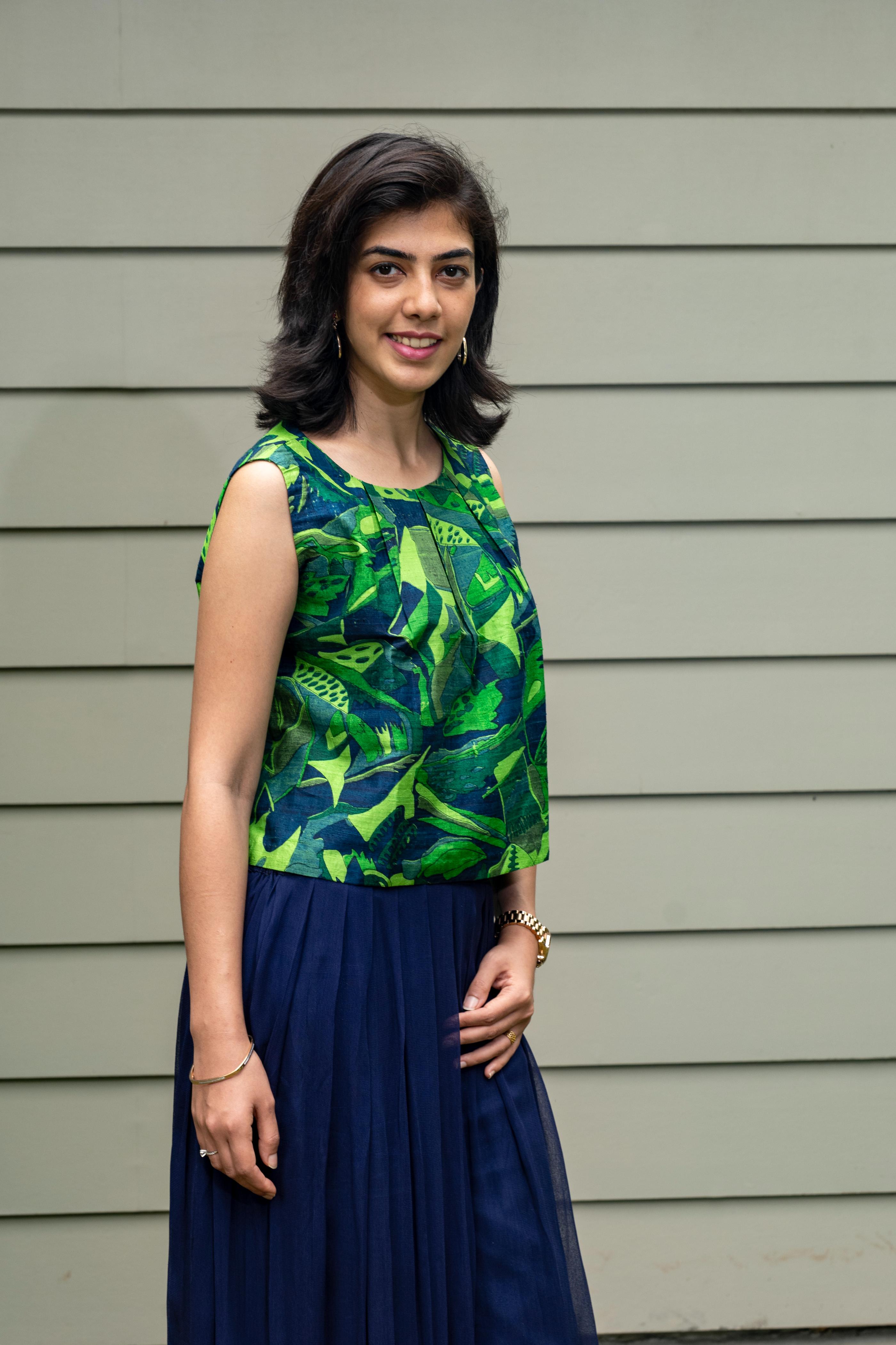 Printed silk boxy top and pallazo set