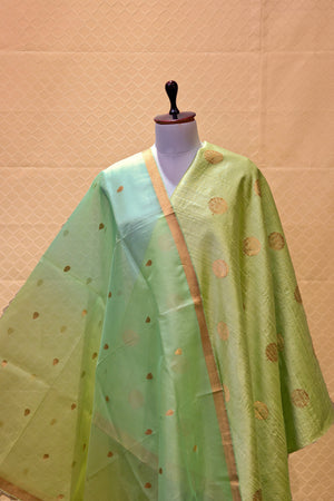 Mint green Banarasi silk suit