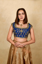 Royal blue Banarasi Tanchoi silk blouse