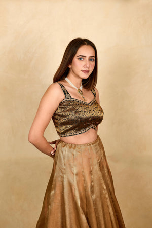 Black Banarasi silk sleeveless blouse