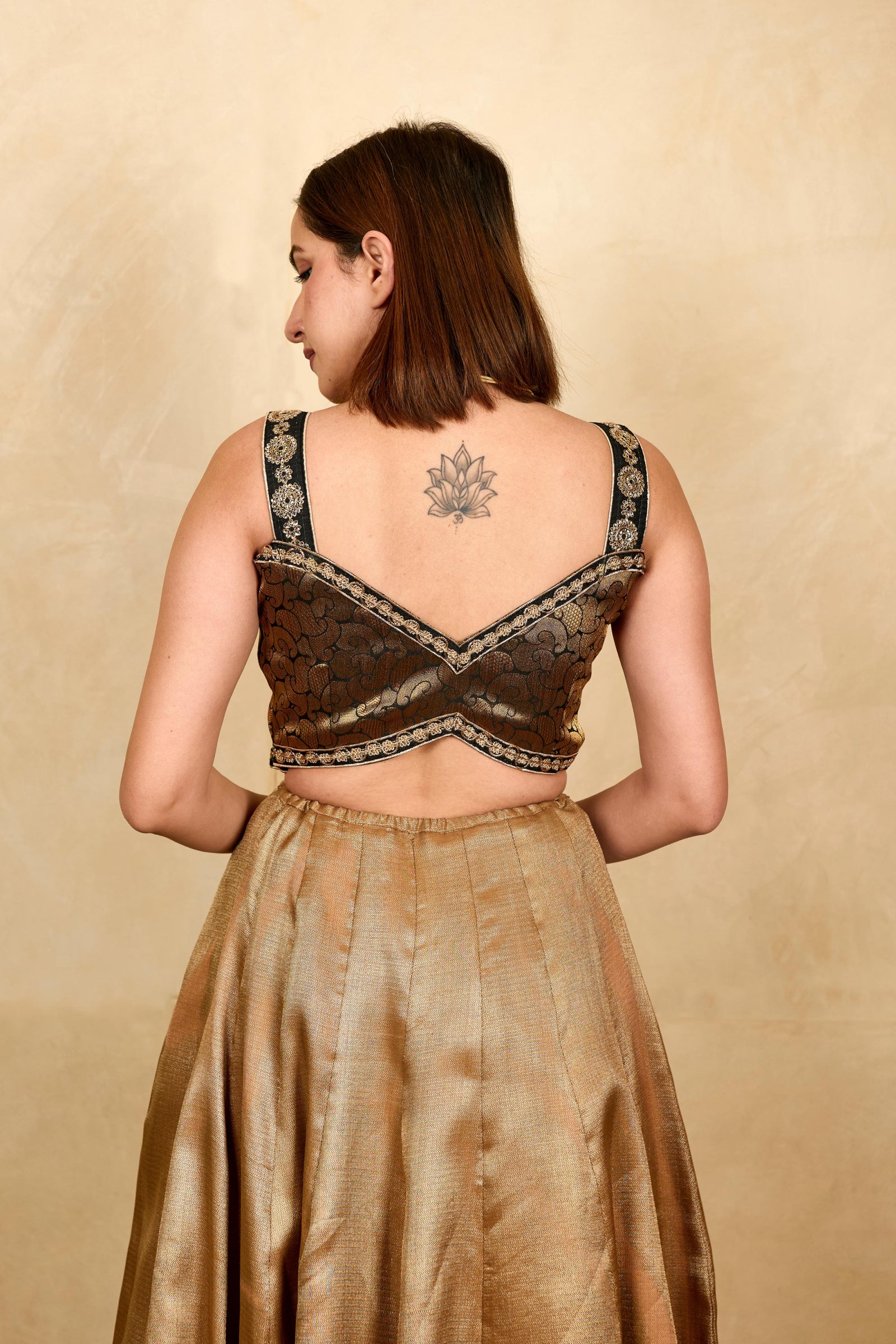 Black Banarasi silk sleeveless blouse