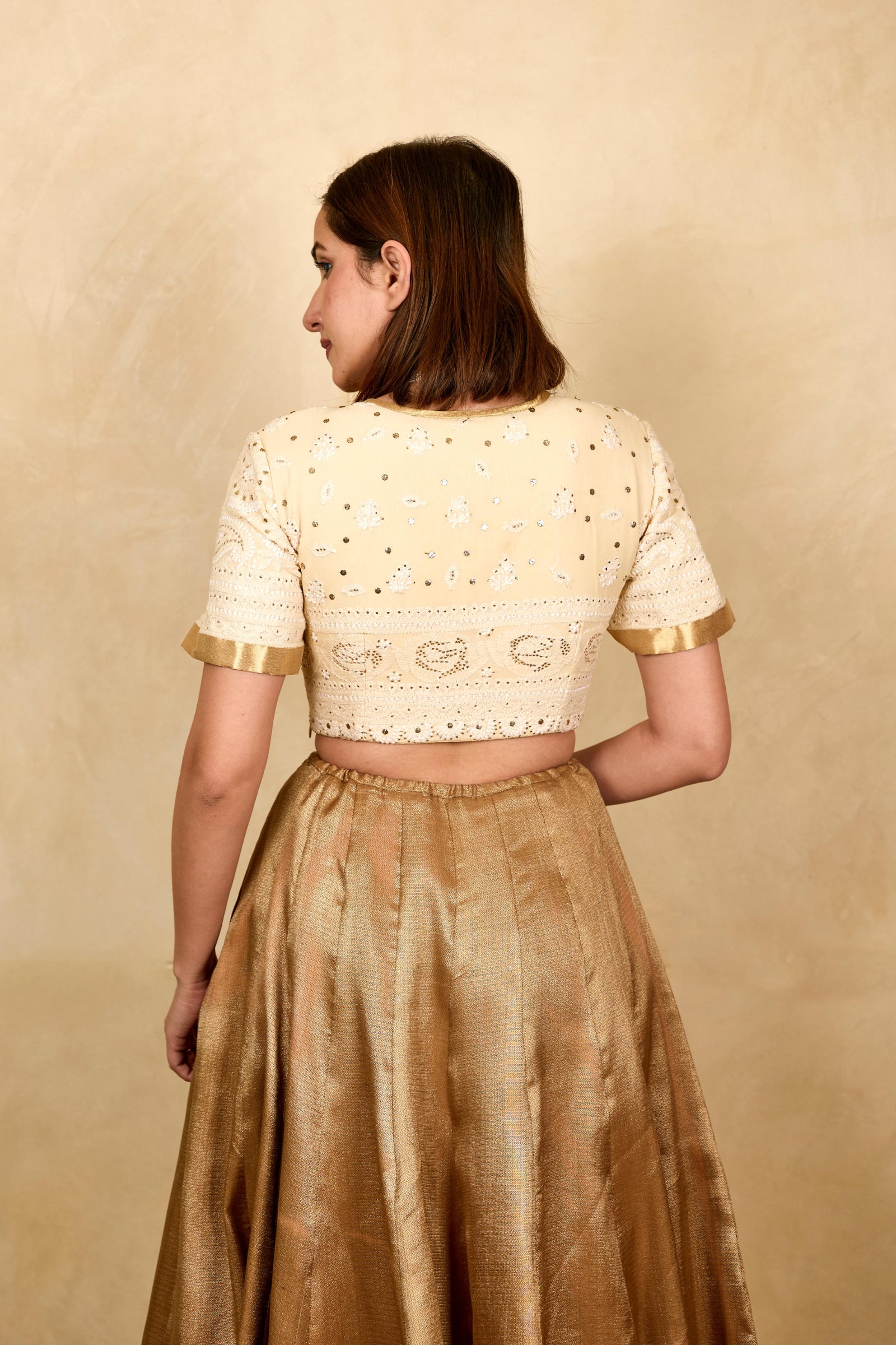 Off white chikankari blouse