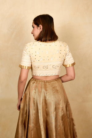 Off white chikankari blouse