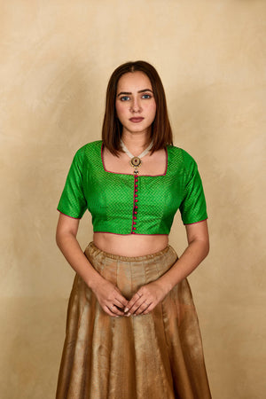 Parrot green silk blouse