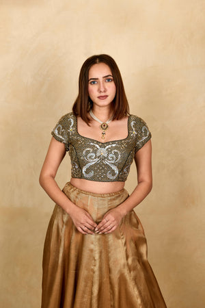 Black and silver Banarasi silk blouse