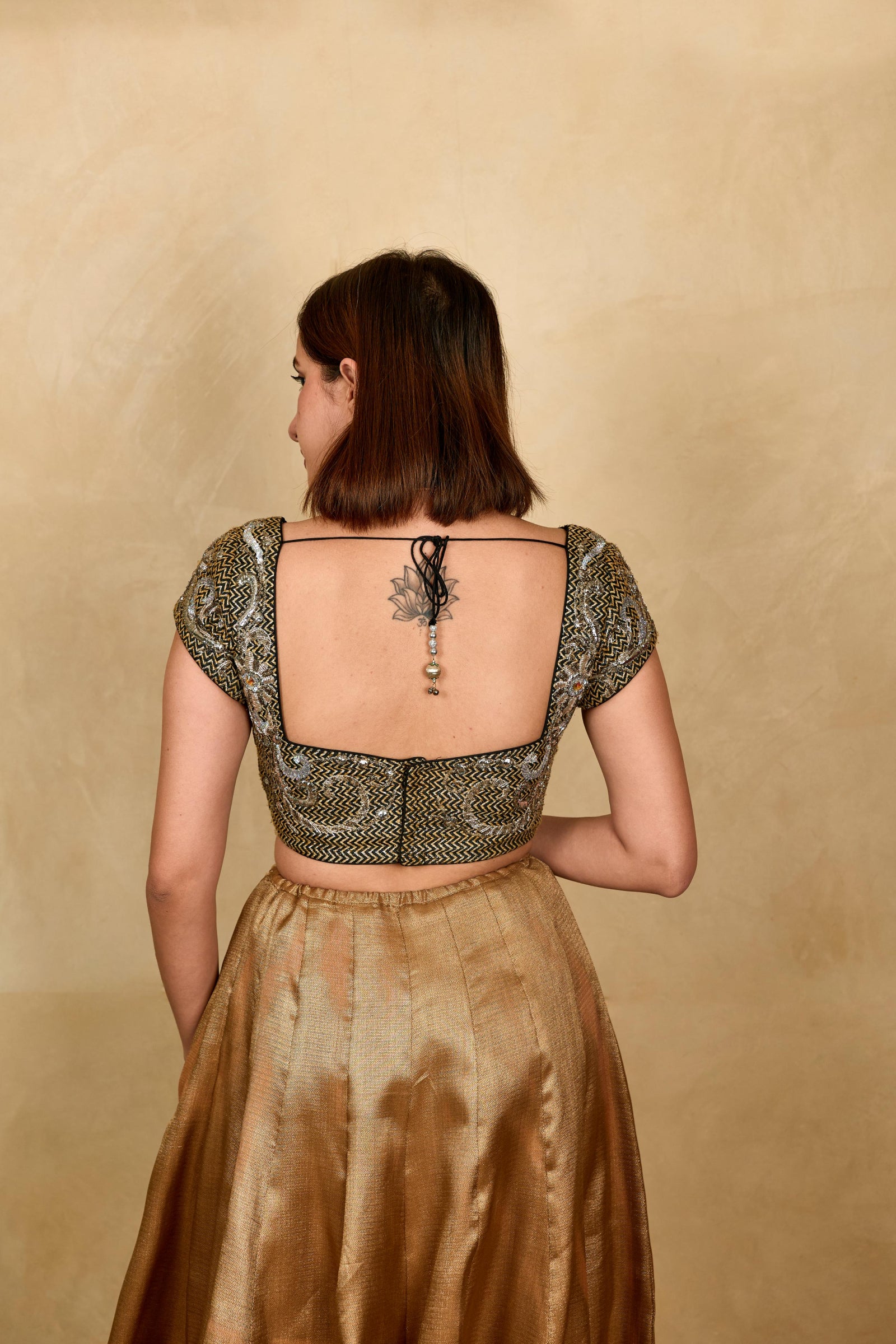 Black and silver Banarasi silk blouse