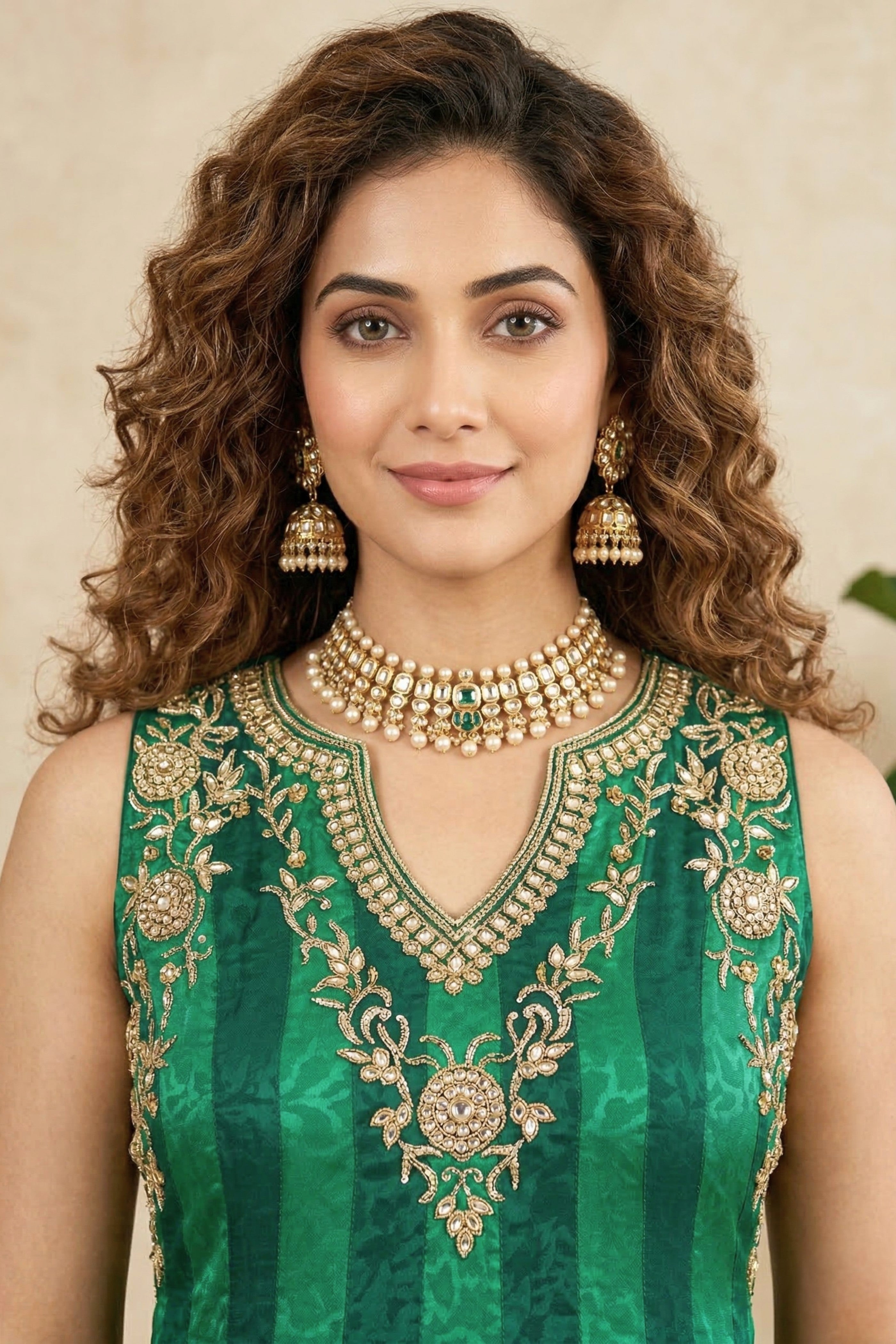 Emerald Green Embroidered Paisley Anarkali Suit Set