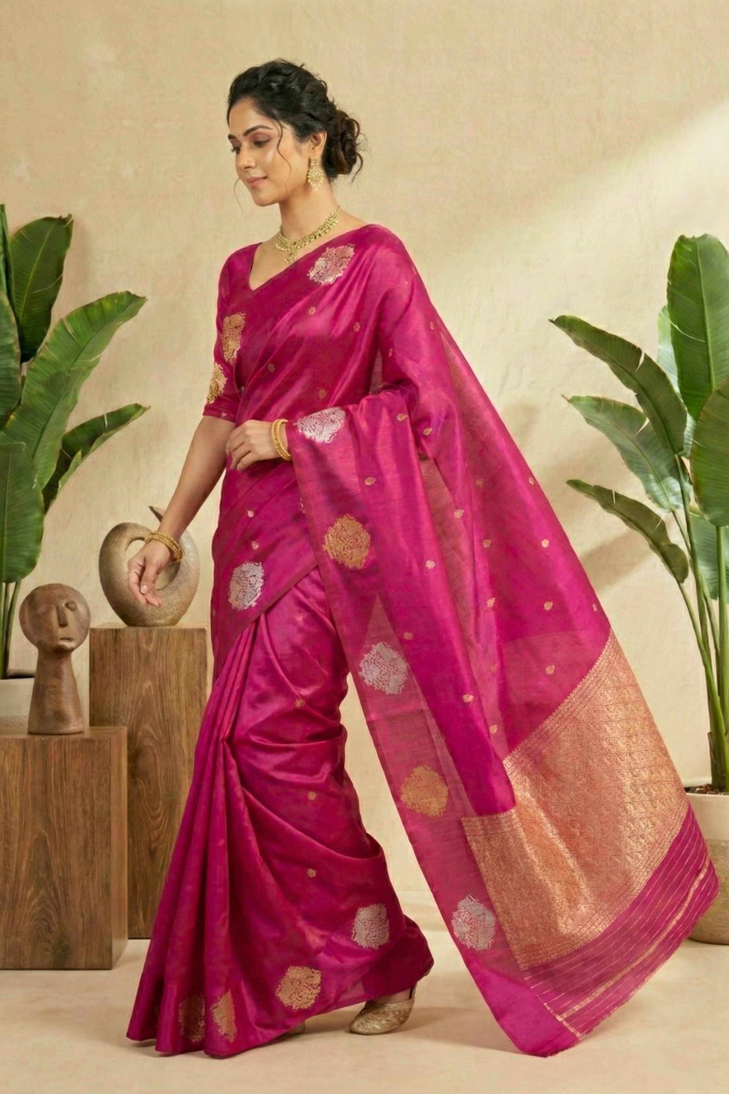 Vibrant Magenta Soft Silk Saree